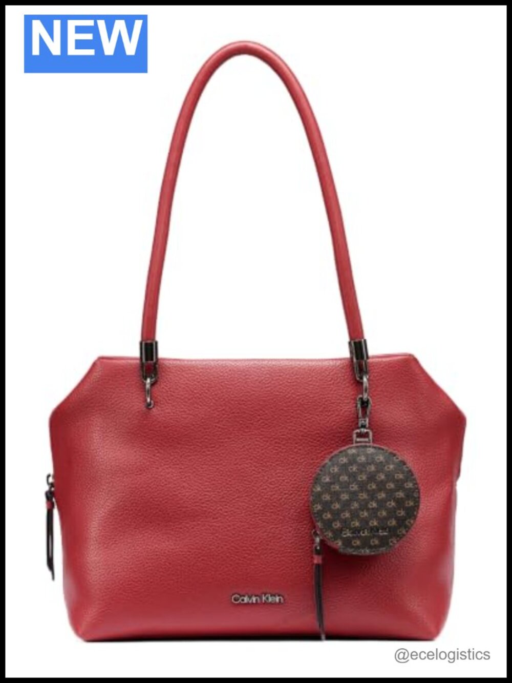 Vegan Leather Top Zip Organizational Tote with Interior Pockets and Removable